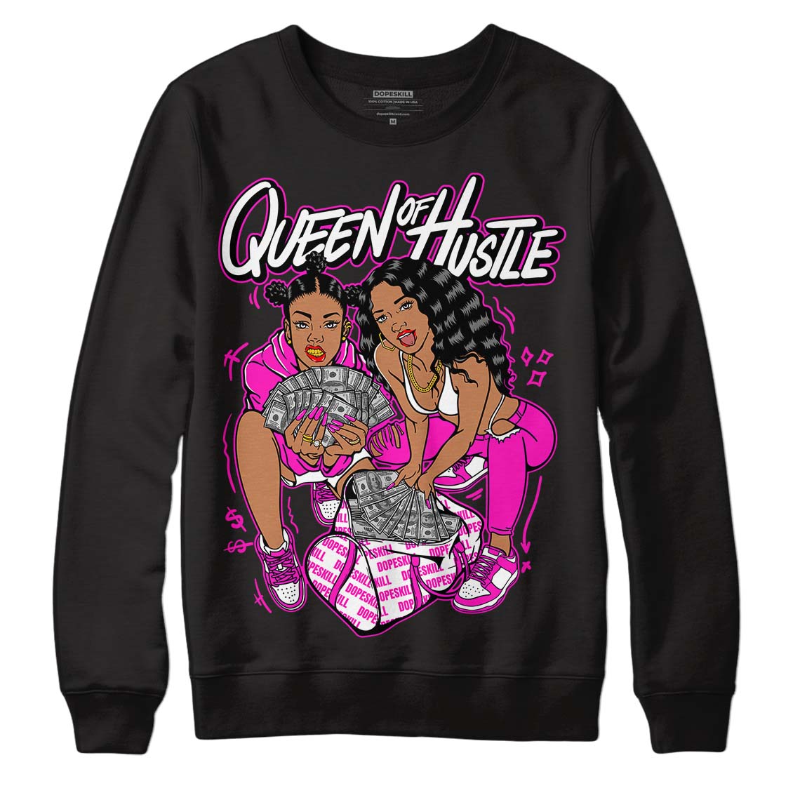 Dunk Low GS “Active Fuchsia” DopeSkill Sweatshirt Queen Of Hustle Graphic Streetwear - Black