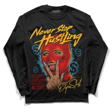 Red  Sneakers DopeSkill Long Sleeve T-Shirt Never Stop Hustling Graphic Streetwear - Black