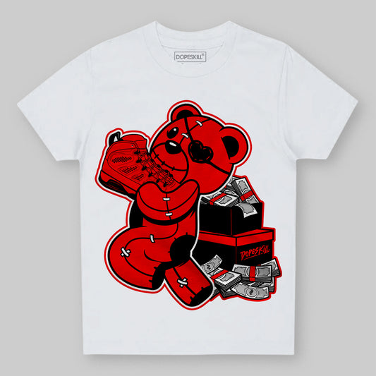 Chile Red 9s DopeSkill Toddler Kids T-shirt Bear Steals Sneaker Graphic