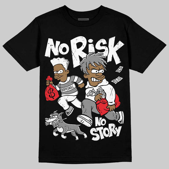 Rick Owens Leather Low Sneaker Black And Milk DopeSkill T-Shirt No Risk No Story Graphic Streetwear - Black