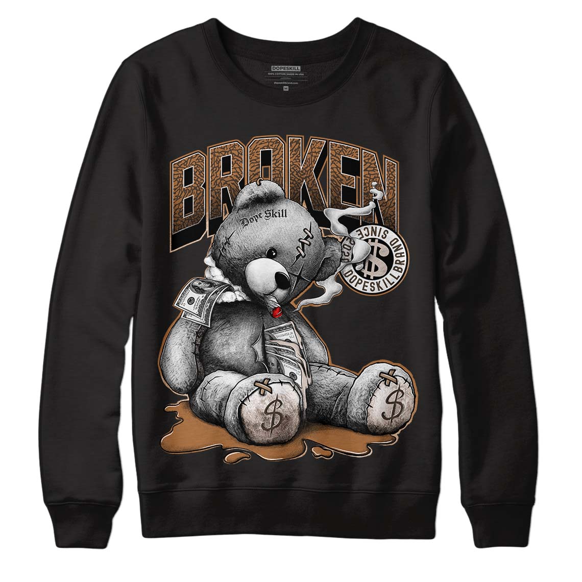 Jordan 3 Retro Palomino DopeSkill Sweatshirt Sick Bear Graphic Streetwear - Black