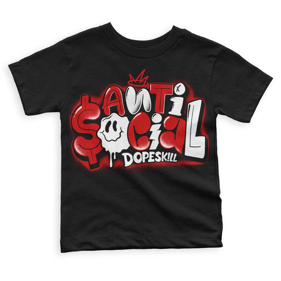 Jordan 1 Retro Low "Black Toe" DopeSkill Toddler Kids T-shirt Anti Social Graphic Streetwear - Black