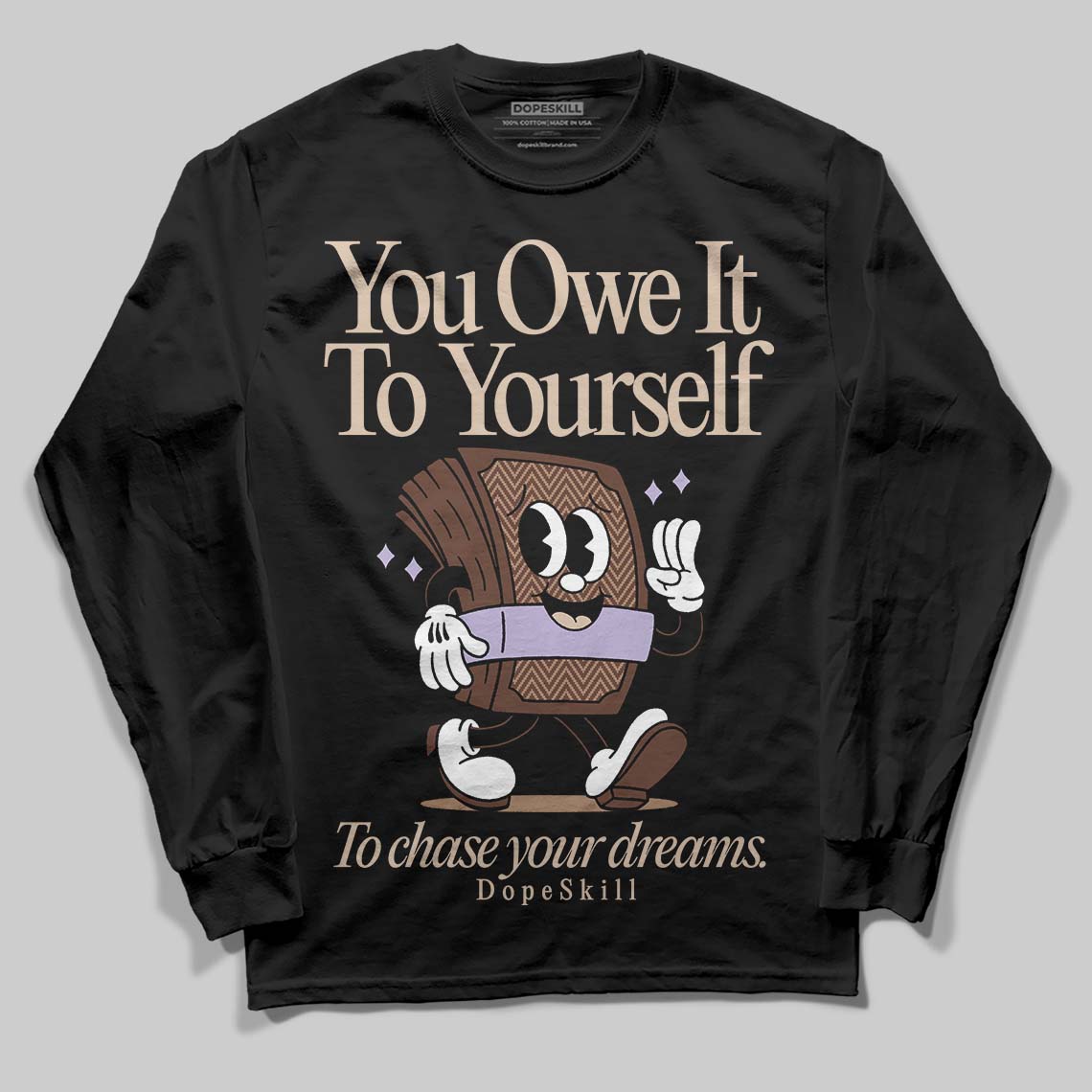 Harris Tweed x Wmns Dunk Low 'Sesame' DopeSkill Long Sleeve T-Shirt Owe It To Yourself Graphic Streetwear - Black