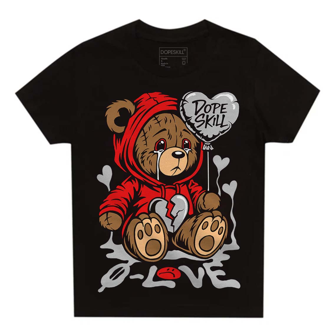 Jordan Spizike Low Bred DopeSkill Toddler Kids T-shirt Broken Bear Graphic Streetwear - Black