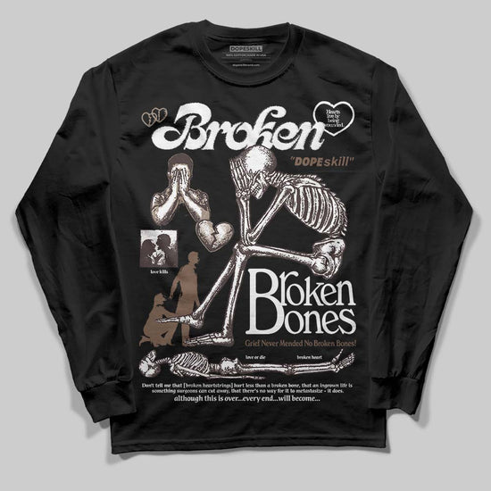 SoleFly x Air Jordan 12 Retro SP 'Cafecito/Baroque Brown' DopeSkill Long Sleeve T-Shirt Broken Bones Graphic Streetwear - Black