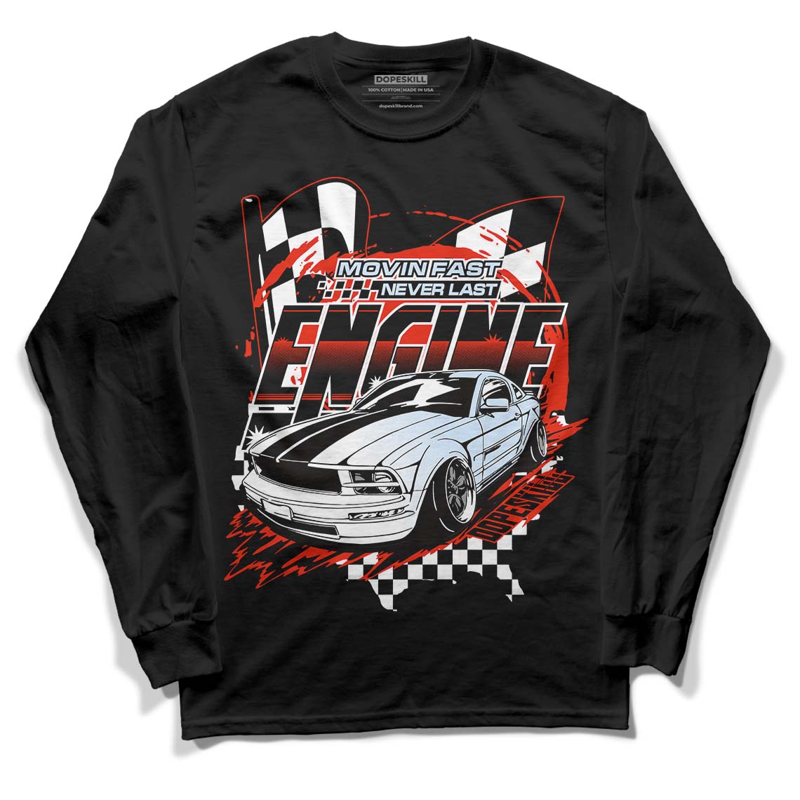 Jordan 6 Retro Toro Bravo DopeSkill Long Sleeve T-Shirt ENGINE Tshirt Graphic Streetwear - Black