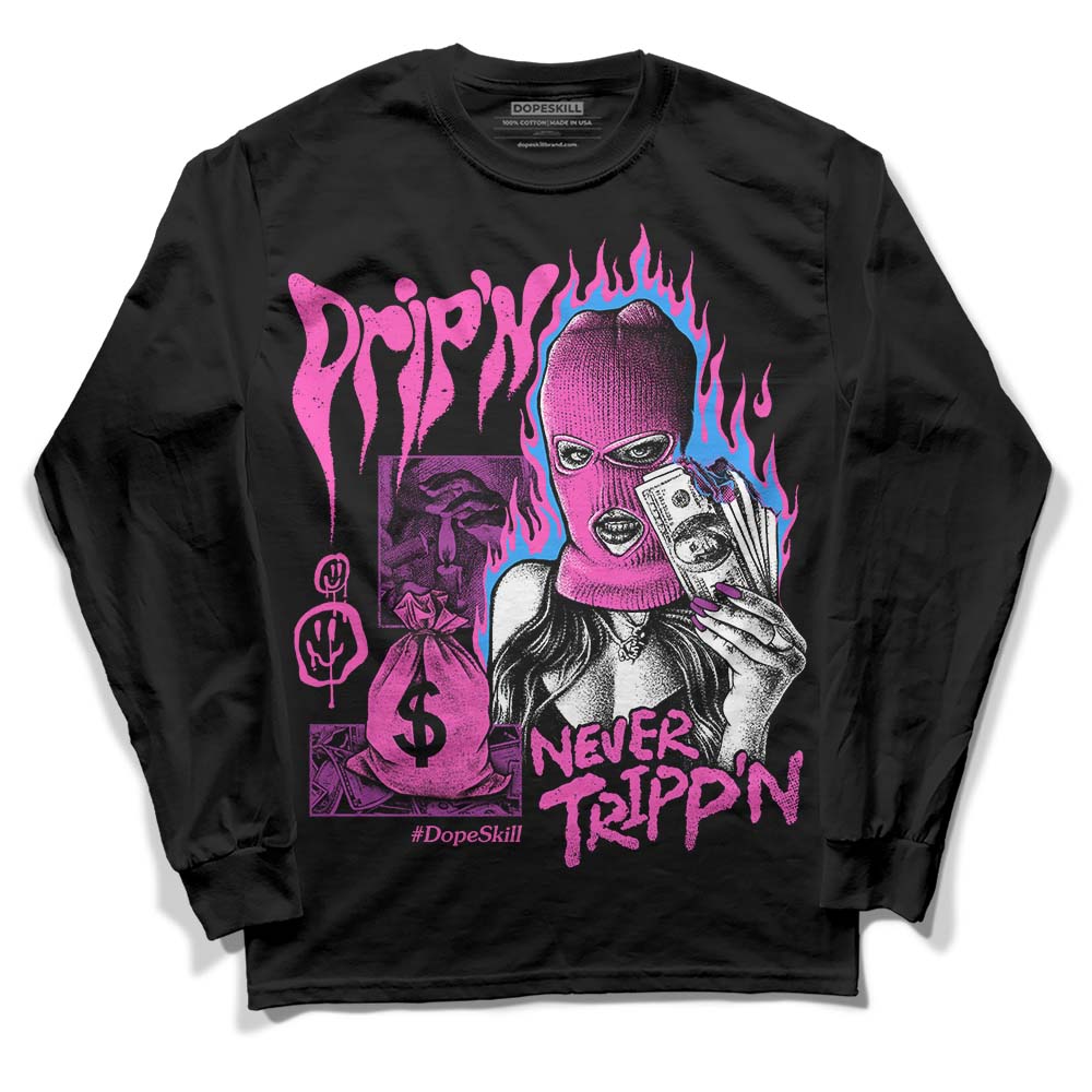 Jordan 4 GS “Hyper Violet” DopeSkill Long Sleeve T-Shirt Drip'n Never Tripp'n Graphic Streetwear - Black