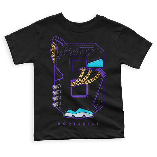 Jordan 6 "Aqua" DopeSkill Toddler Kids T-shirt No.6 Graphic Streetwear - Black 