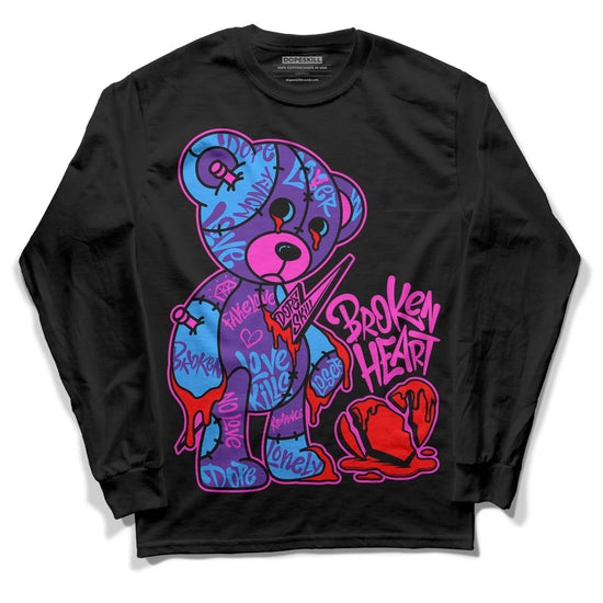 PURPLE Sneakers DopeSkill Long Sleeve T-Shirt Broken Heart Graphic Streetwear - Black