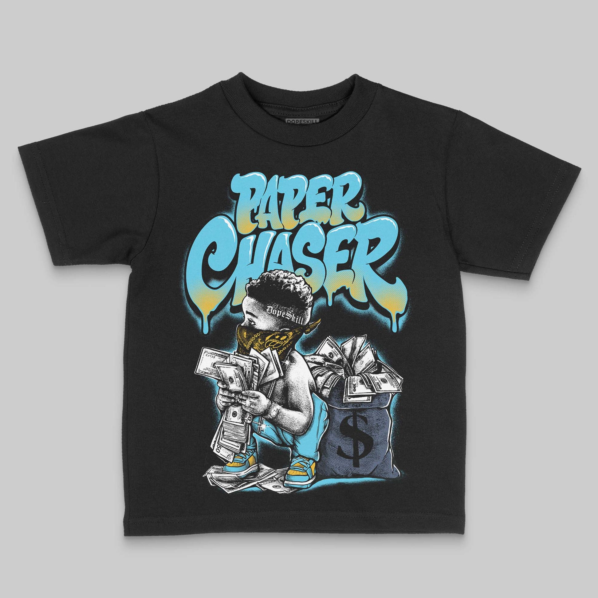 Jordan 11 Retro Gamma Blue (2025) DopeSkill Toddler Kids T-shirt Paper Chaser Boy Graphic Streetwear - Black