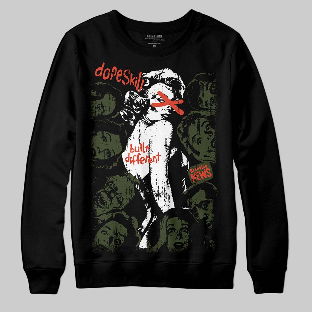 Olive Sneakers DopeSkill Sweatshirt Built Different Graphic Streetwear - Black