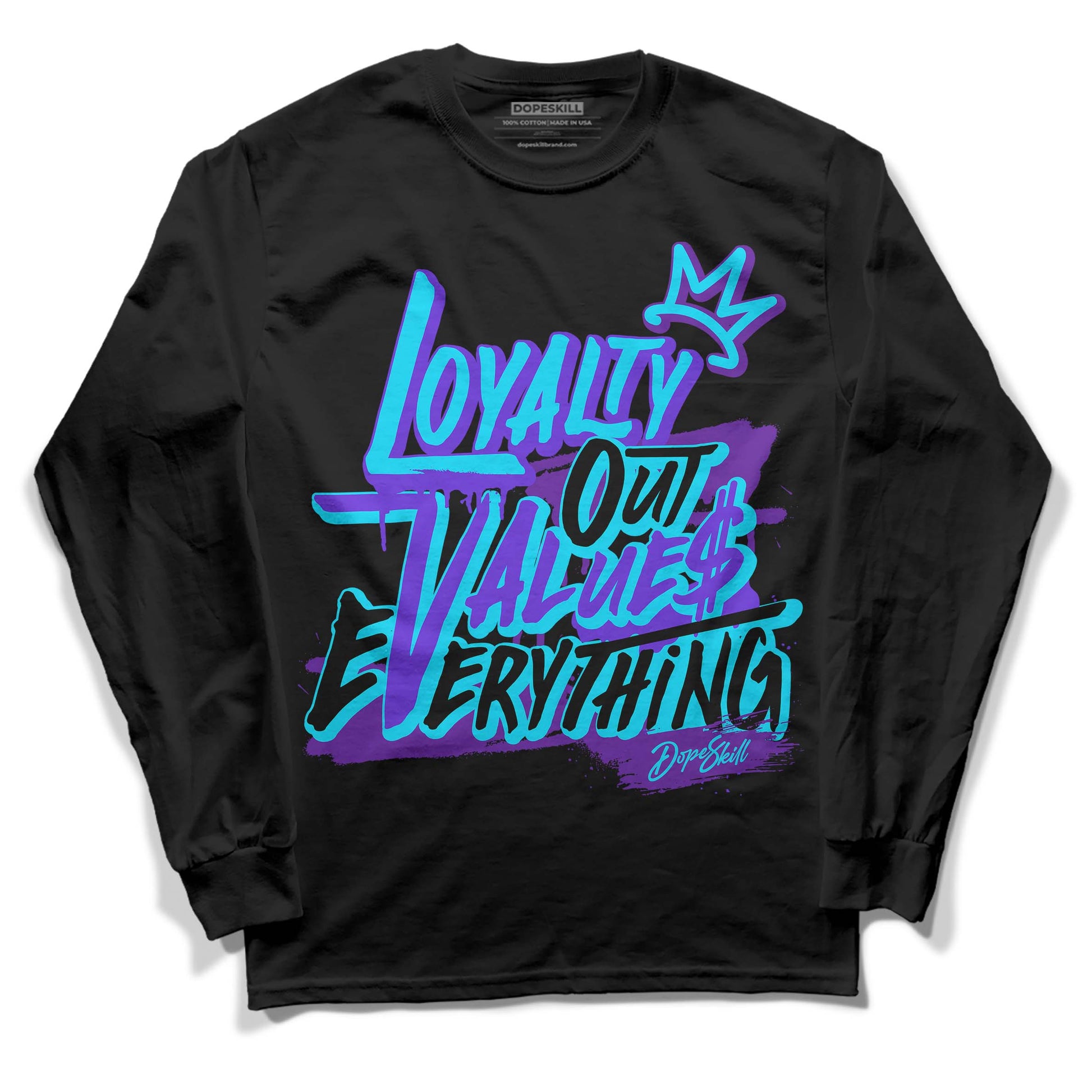 Jordan 6 "Aqua" DopeSkill Long Sleeve T-Shirt LOVE Graphic Streetwear - Black