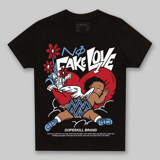 Jordan 12 Retro 'Melo' DopeSkill Toddler Kids T-shirt No Fake Love Graphic Streetwear - black