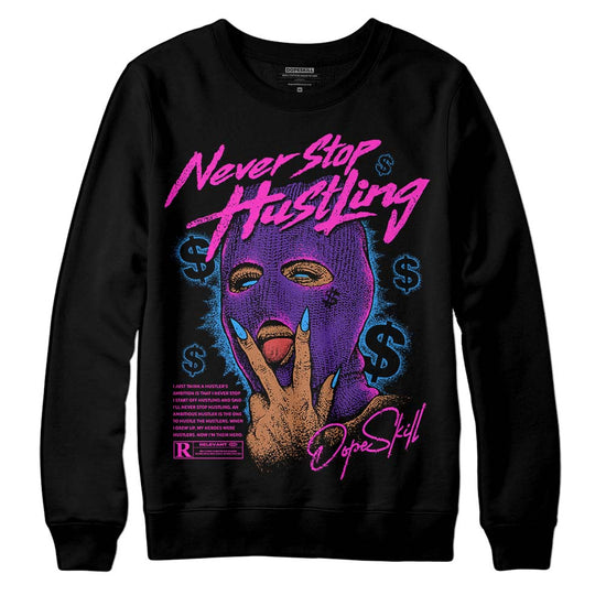 PURPLE  Sneakers DopeSkill Sweatshirt Never Stop Hustling Graphic Streetwear - Black