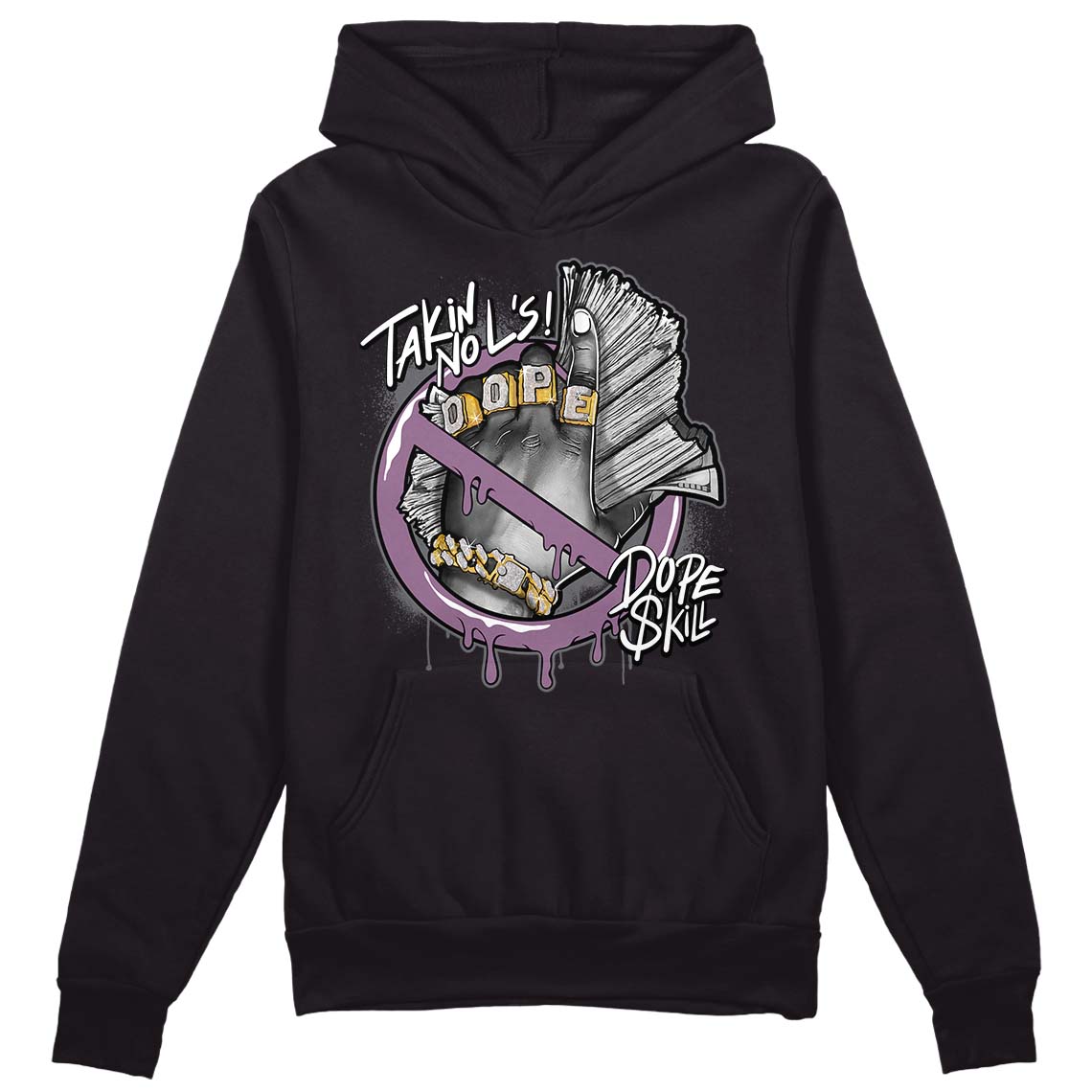 Jordan 2 “Mauve/Off-Noir” DopeSkill Hoodie Sweatshirt Takin No L's Graphic Streetwear - Black