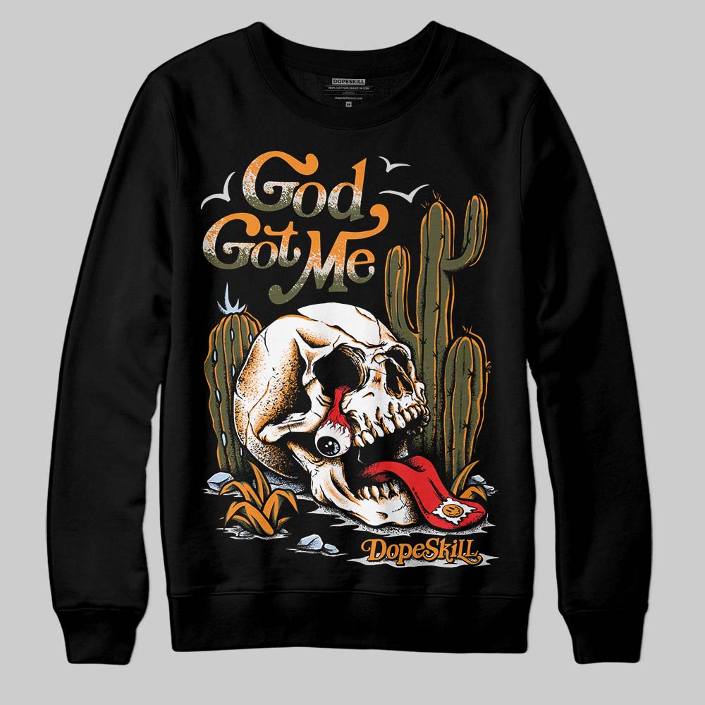 Jordan 5 “Olive” DopeSkill Sweatshirt God Got Me Graphic Streetwear - Black