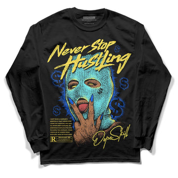 Jordan 5 Aqua DopeSkill Long Sleeve T-Shirt Never Stop Hustling Graphic Streetwear - Black