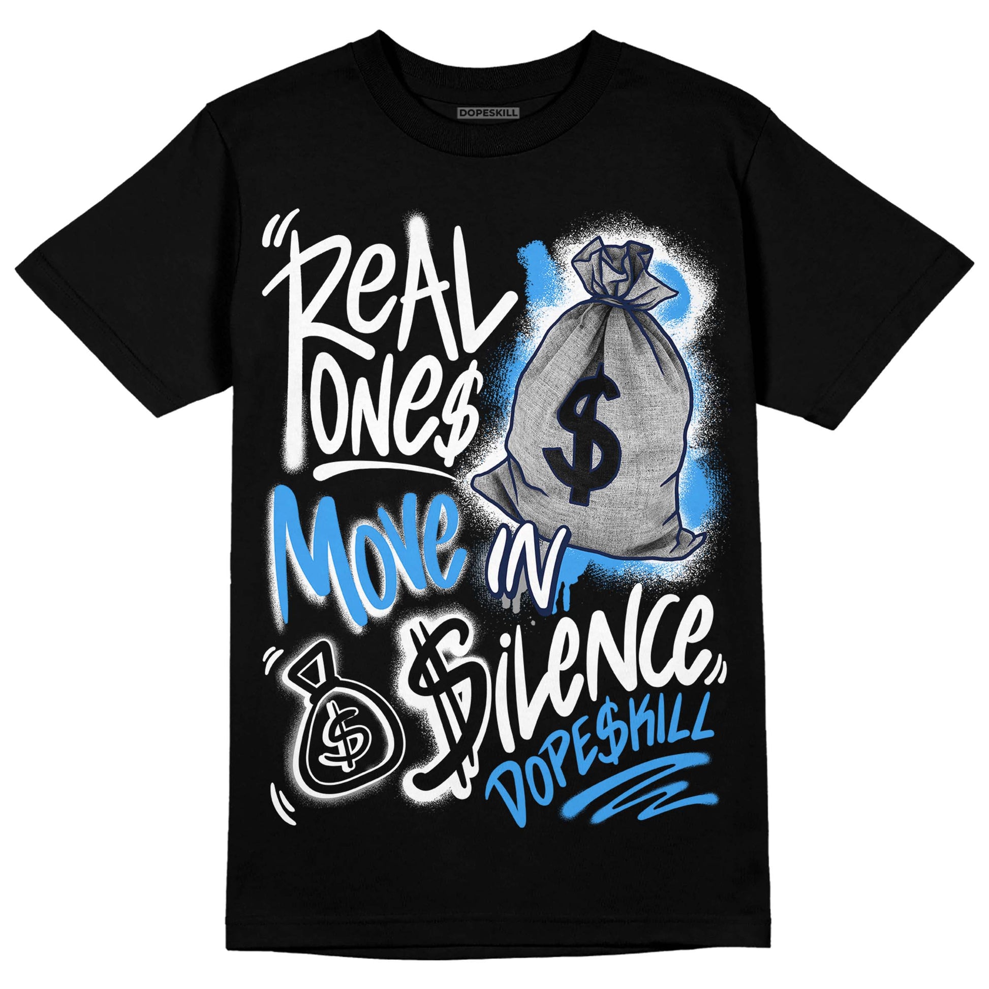 Jordan 3 "Midnight Navy" DopeSkill T-Shirt Real Ones Move In Silence Graphic Streetwear - Black