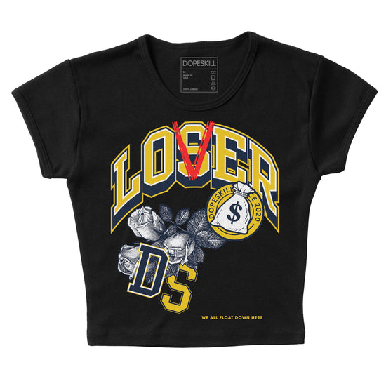 Dunk Low Vintage “Michigan” DopeSkill Women's Crop Top Loser Lover Graphic Streetwear - Black