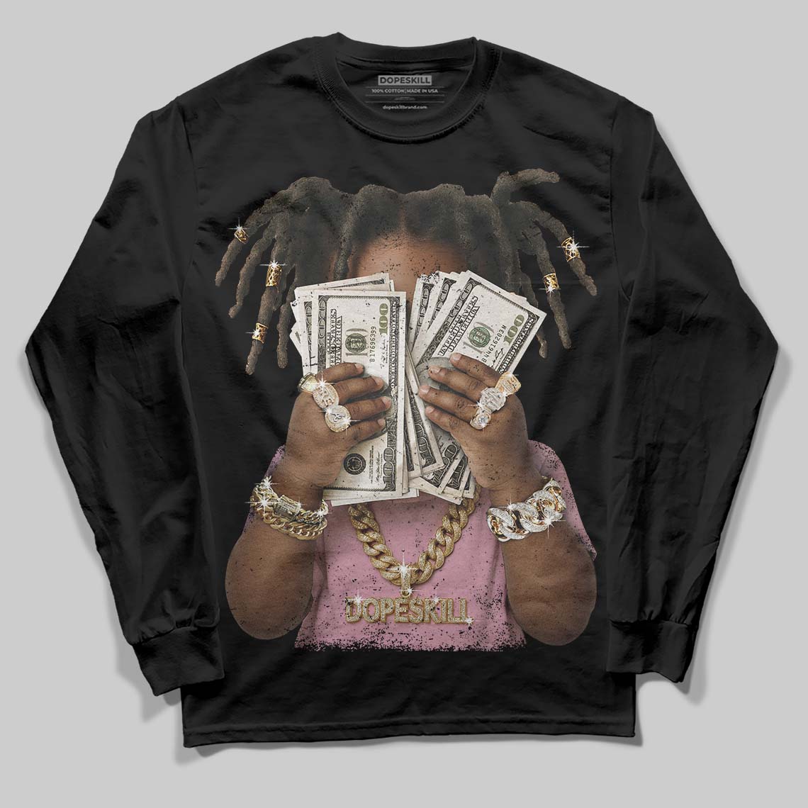 Dunk Low Valentine's Day (2026) DopeSkill Long Sleeve T-Shirt Rich Youth Graphic Streetwear - Black