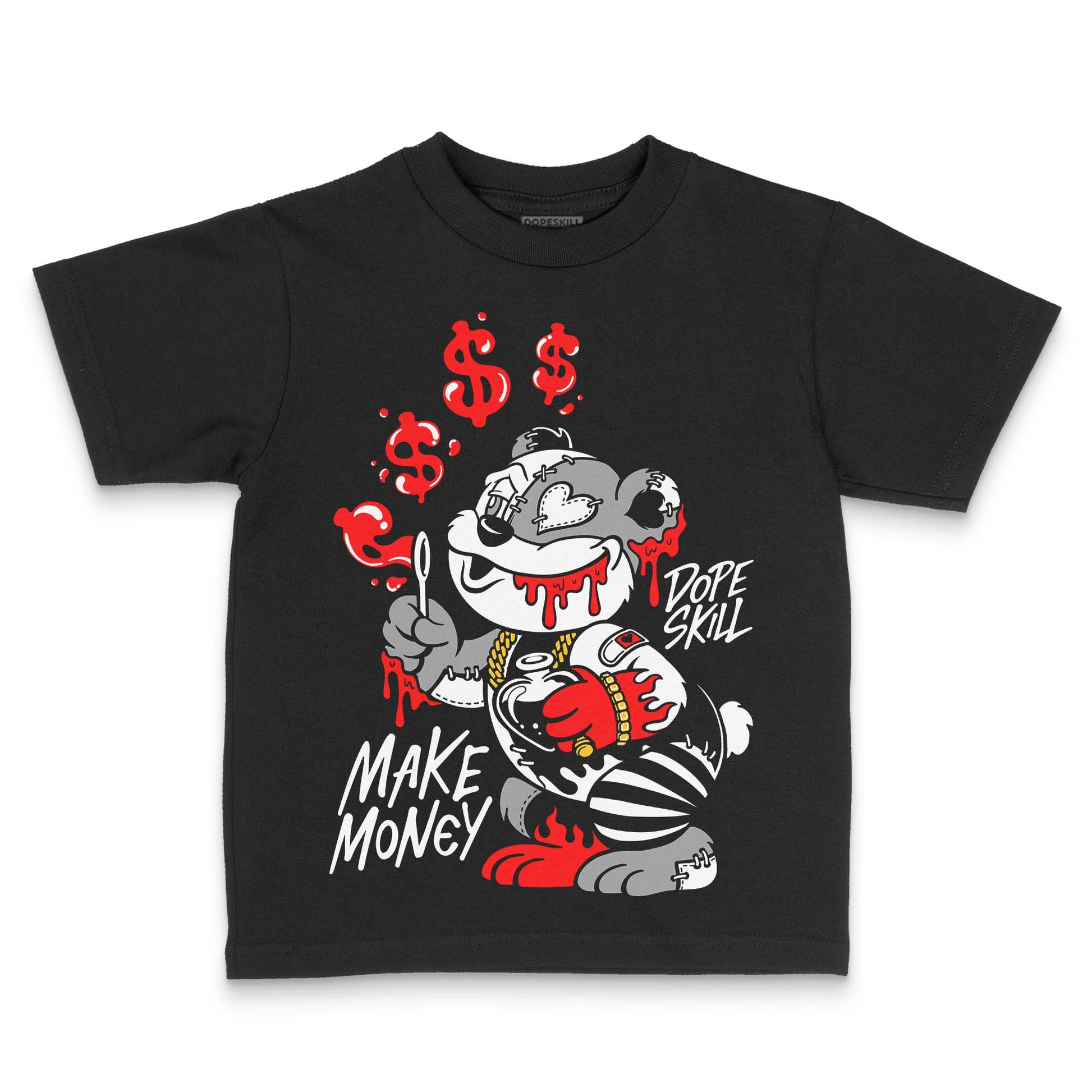 Black and White Sneakers DopeSkill Toddler Kids T-shirt Make Money Graphic Streetwear - Black