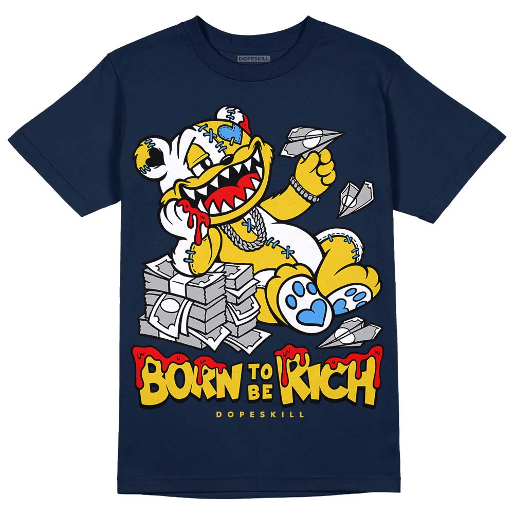 Dunk Low Vintage “Michigan” DopeSkill Midnight Navy T-Shirt Born To Be Rich Graphic Streetwear 