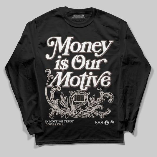 Adidas Samba OG White Black Clear Granite DopeSkill Long Sleeve T-Shirt Money Is Our Motive Typo Graphic Streetwear - Black