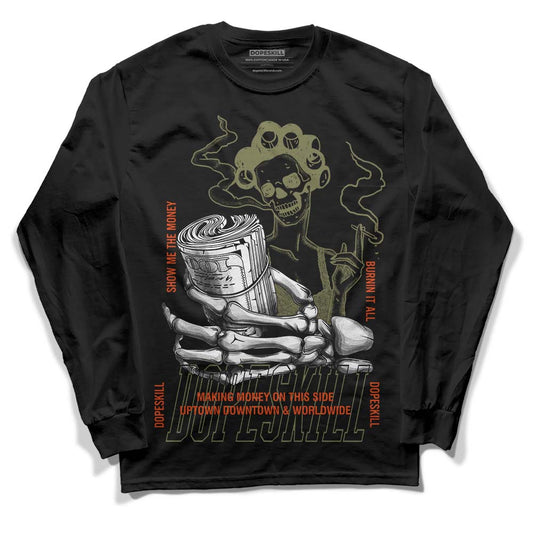 Olive Sneakers DopeSkill Long Sleeve T-Shirt Show Me The Money Graphic Streetwear - Black