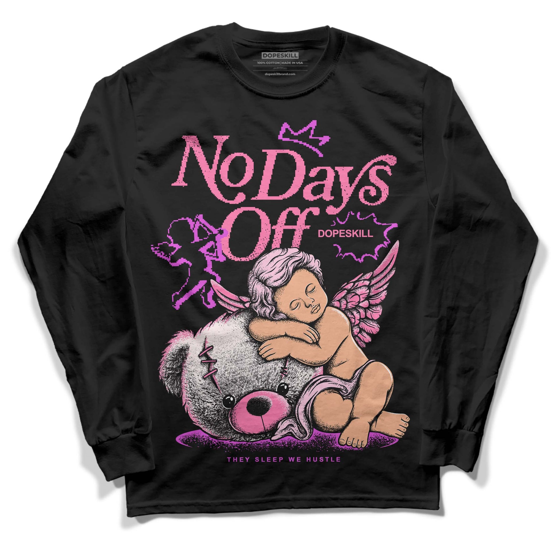 Dunk Low LX Pink Foam DopeSkill Long Sleeve T-Shirt New No Days Off Graphic Streetwear - Black