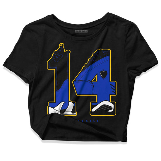 Jordan 14 “Laney” DopeSkill Women's Crop Top Number 14 Graphic Streetwear - Black