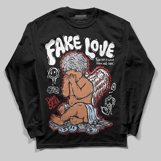 Jordan 5 Retro OG Black Metallic Reimagined DopeSkill Long Sleeve T-Shirt False Love Graphic Streetwear - Black