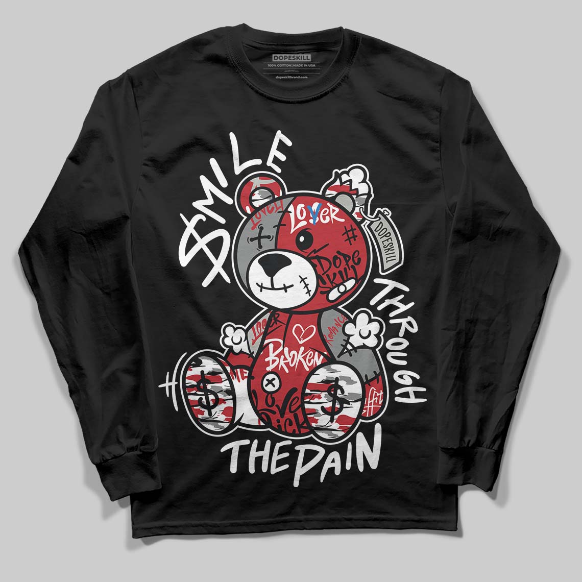 Jordan 8 Retro Bugs Bunny (2025) DopeSkill Long Sleeve T-Shirt Smile Through The Pain Graphic Streetwear - Black