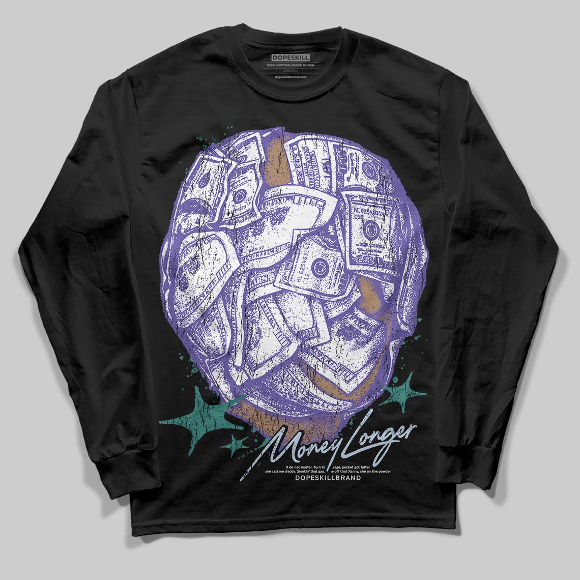 Jordan 5 OG “Grape” DopeSkill Long Sleeve T-Shirt Money Longer Graphic Streetwear - black