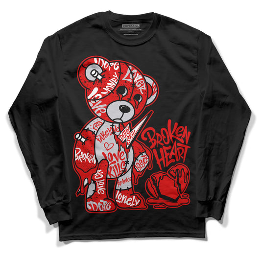 Jordan 4 Retro Red Cement DopeSkill Long Sleeve T-Shirt Broken Heart Graphic Streetwear - Black