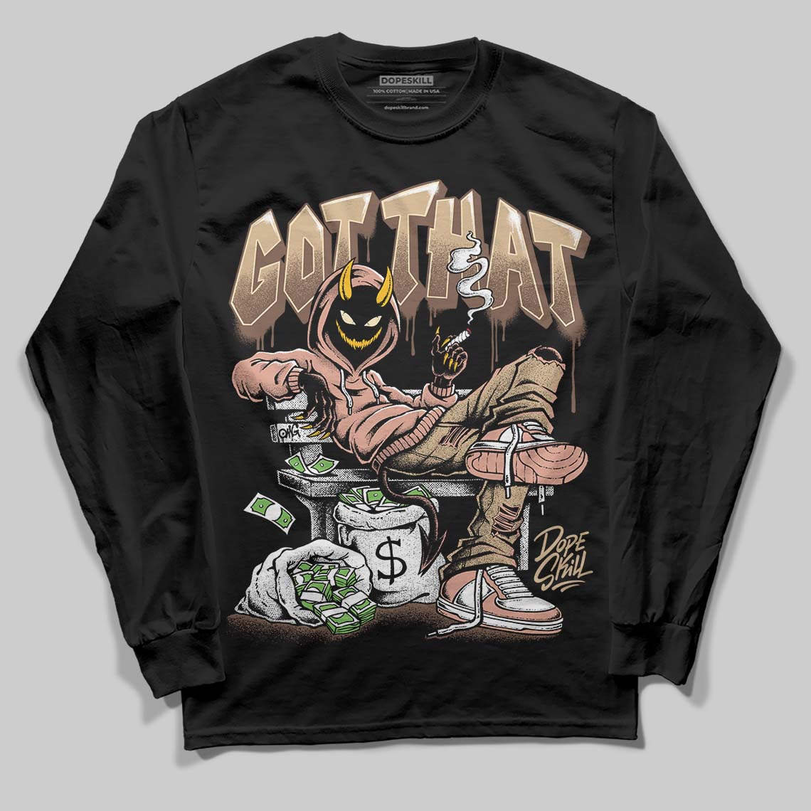 TAN Sneakers DopeSkill Long Sleeve T-Shirt Got That Graphic Streetwear - Black