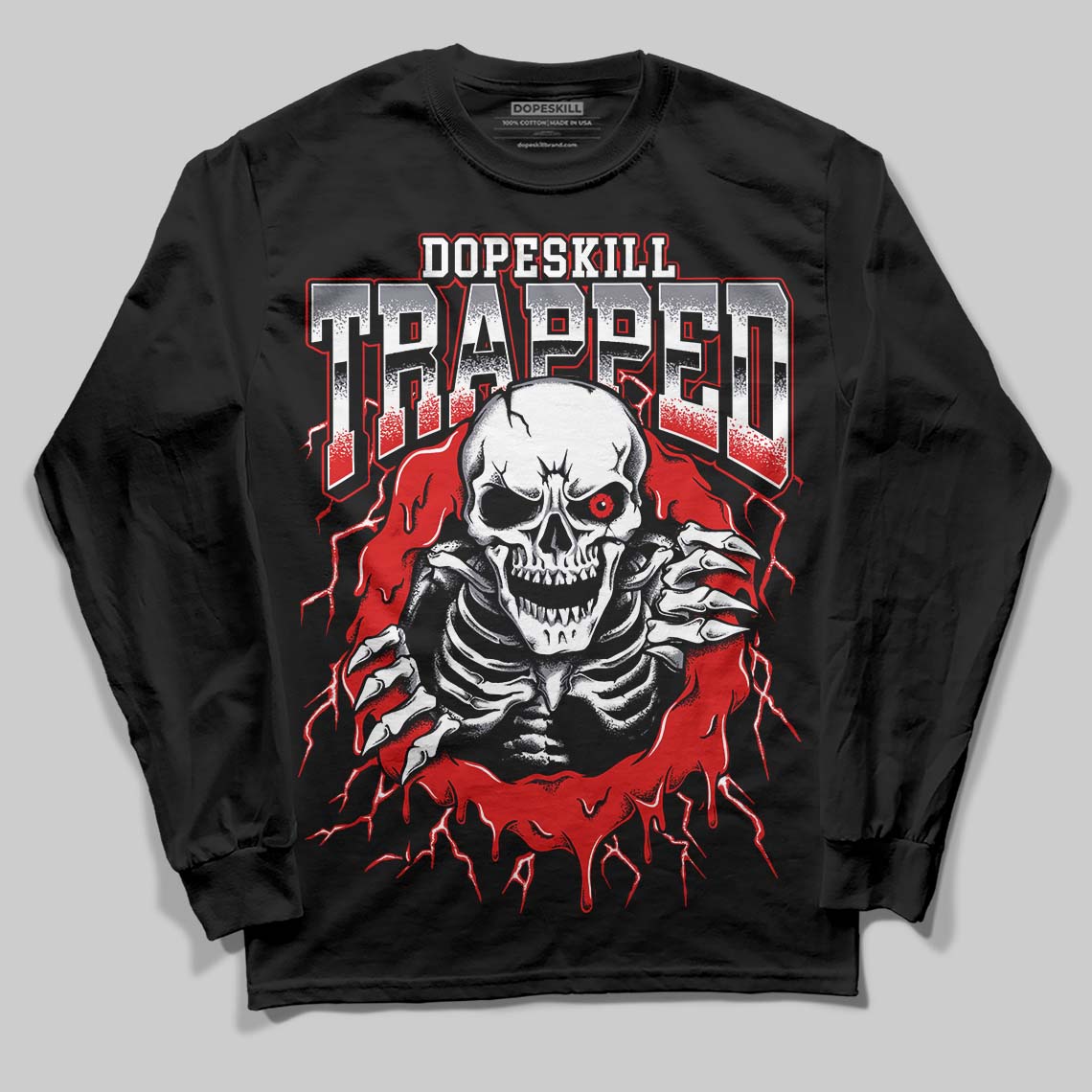 Jordan 9 Retro Gym Red DopeSkill Long Sleeve T-Shirt Trapped Halloween Graphic Streetwear - black