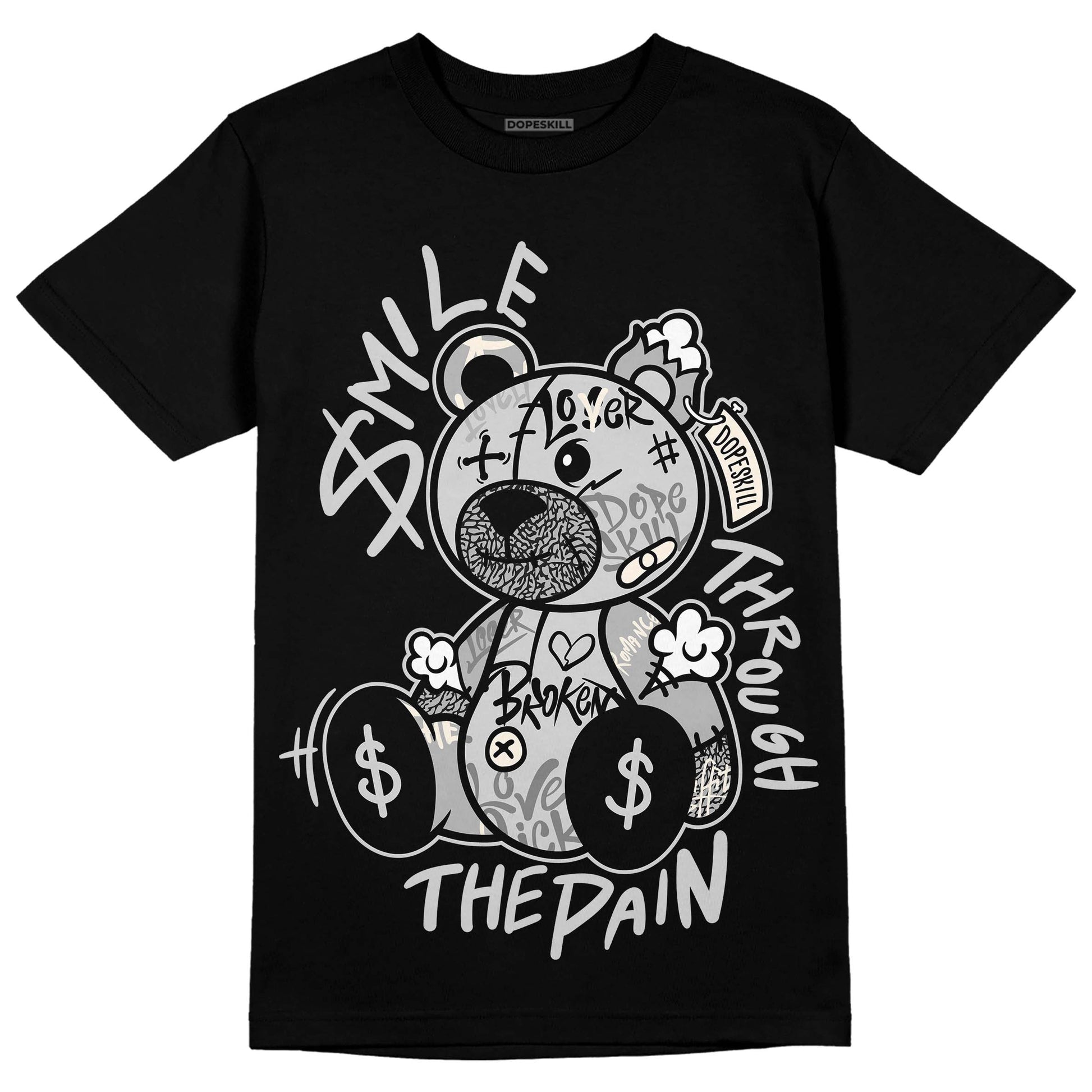 Jordan 3 “Off Noir” DopeSkill T-Shirt Smile Through The Pain Graphic Streetwear - Black