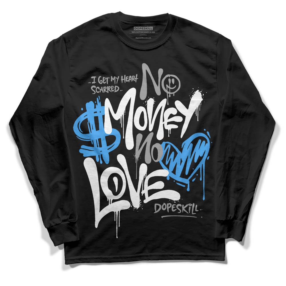 Jordan Spiz’ike Low “White/Obsidian” DopeSkill Long Sleeve T-Shirt No Money No Love Typo Graphic Streetwear - Black