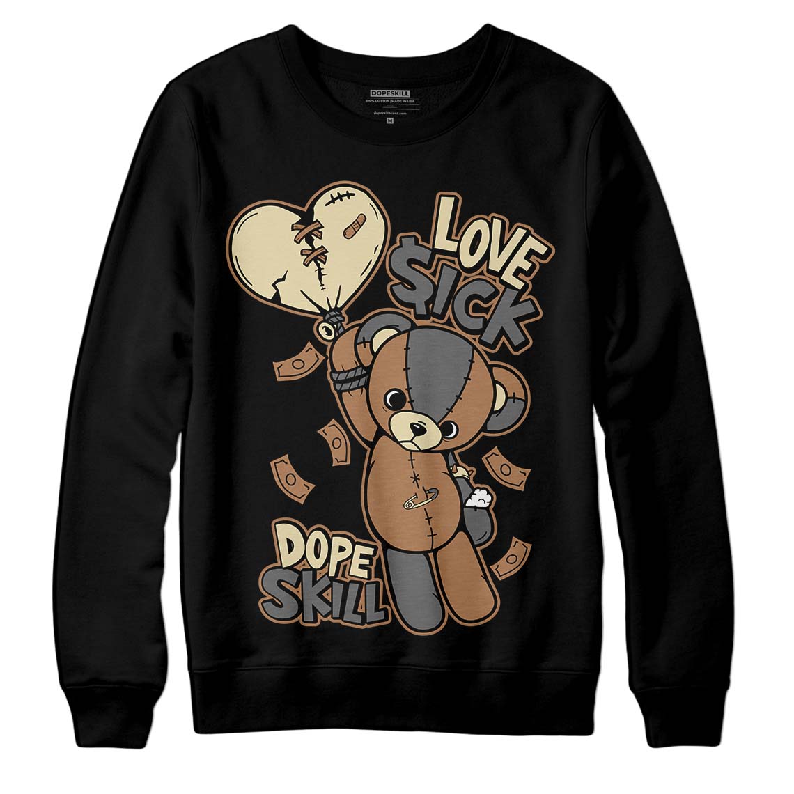 Jordan 6 WMNS Gore-Tex Brown Kelp DopeSkill Sweatshirt Love Sick Graphic Streetwear - Black