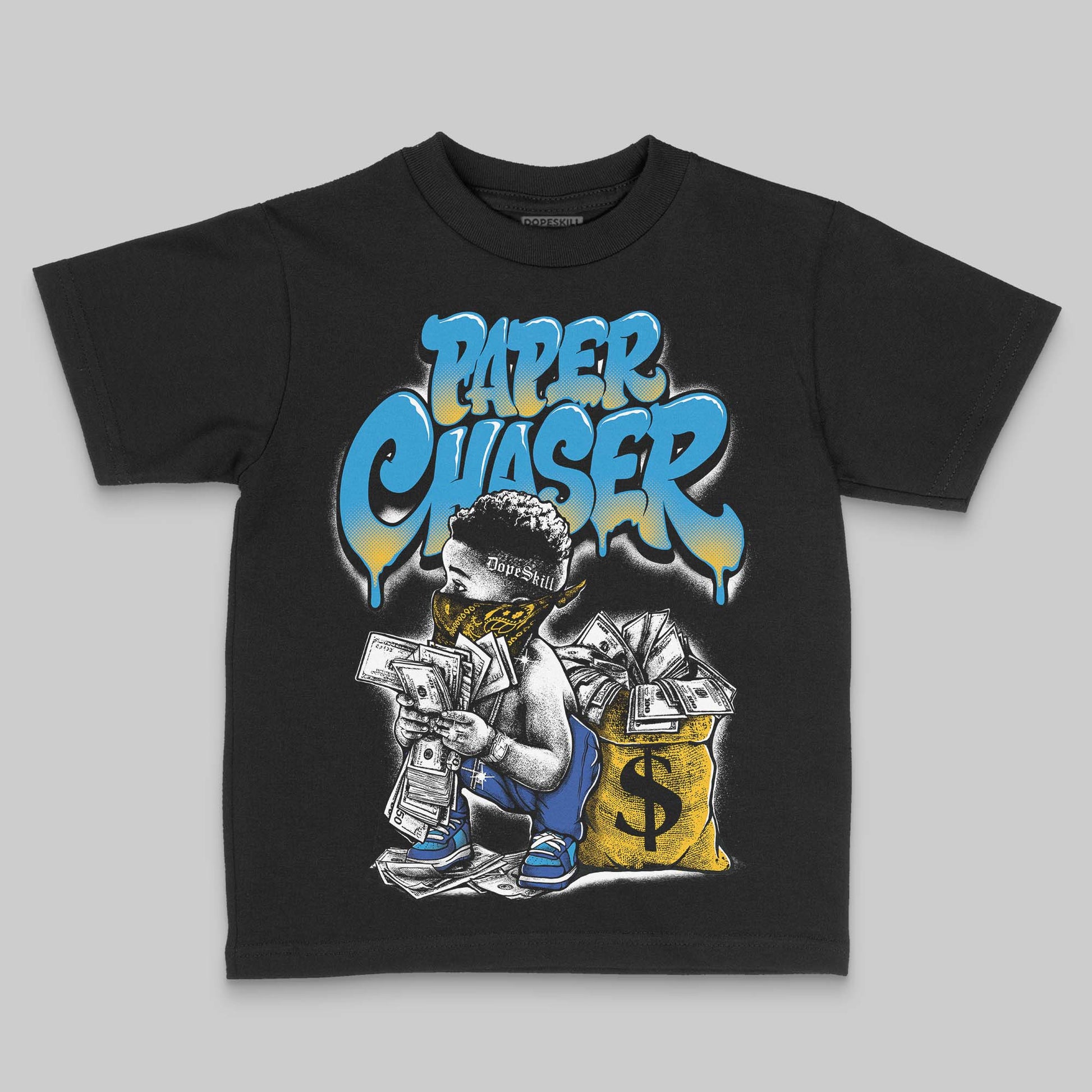Royal Blue Sneakers DopeSkill Toddler Kids T-shirt Paper Chaser Boy Graphic Streetwear - Black
