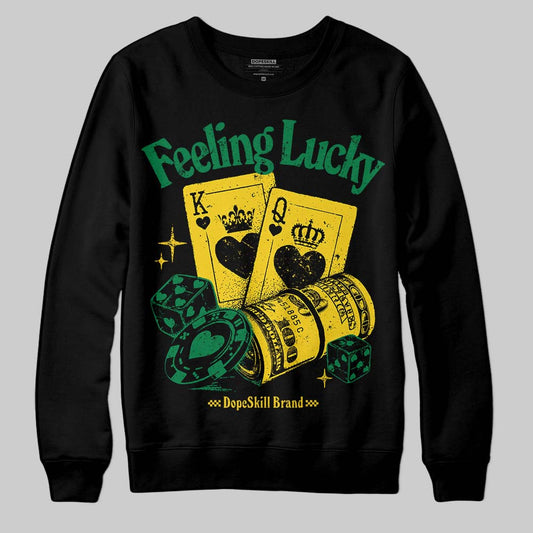Green Sneakers DopeSkill Sweatshirt Feeling Lucky Graphic Streetwear - Black