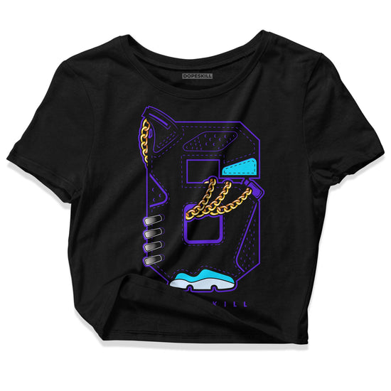 Jordan 6 "Aqua" DopeSkill Women's Crop Top No.6 Graphic Streetwear - Black 