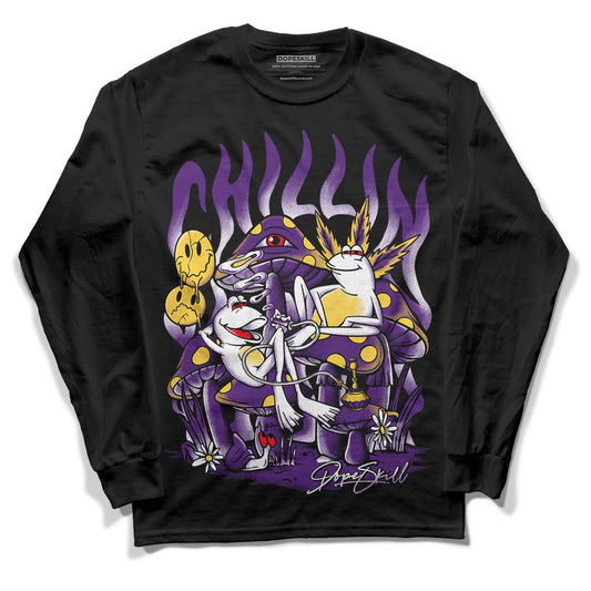 Jordan 12 “Field Purple” DopeSkill Long Sleeve T-Shirt Chillin Graphic Streetwear - Black