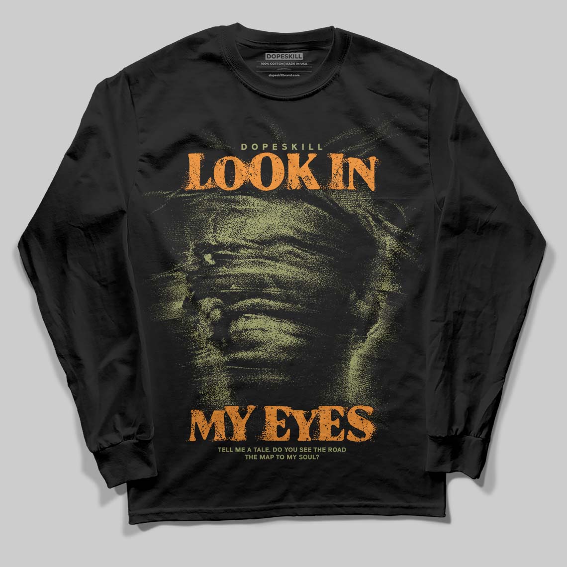 Olive Sneakers DopeSkill Long Sleeve T-Shirt Look In My Eyes Graphic Streetwear - Black