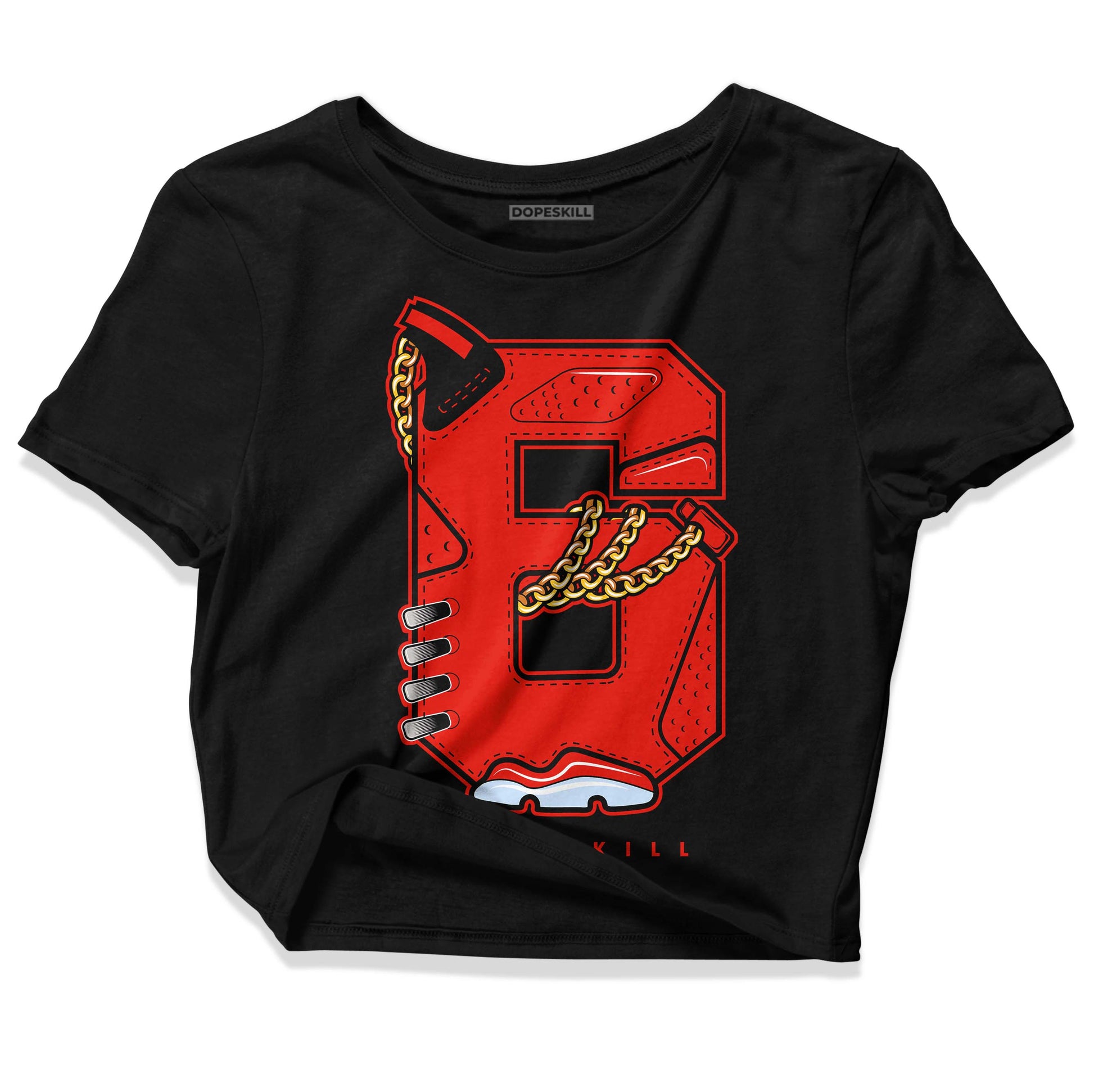 Jordan 6 Retro Toro Bravo DopeSkill Women's Crop Top No.6 Graphic Streetwear - Black