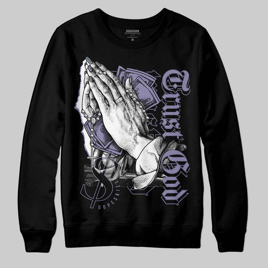 Jordan 5 Retro Low Indigo Haze DopeSkill Sweatshirt Trust God Graphic Streetwear - Black