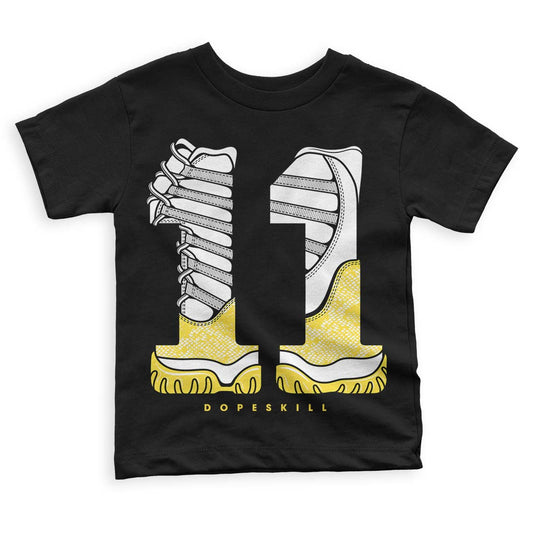 Jordan 11 Low 'Yellow Snakeskin' DopeSkill Toddler Kids T-shirt No.11 Graphic Streetwear - Black