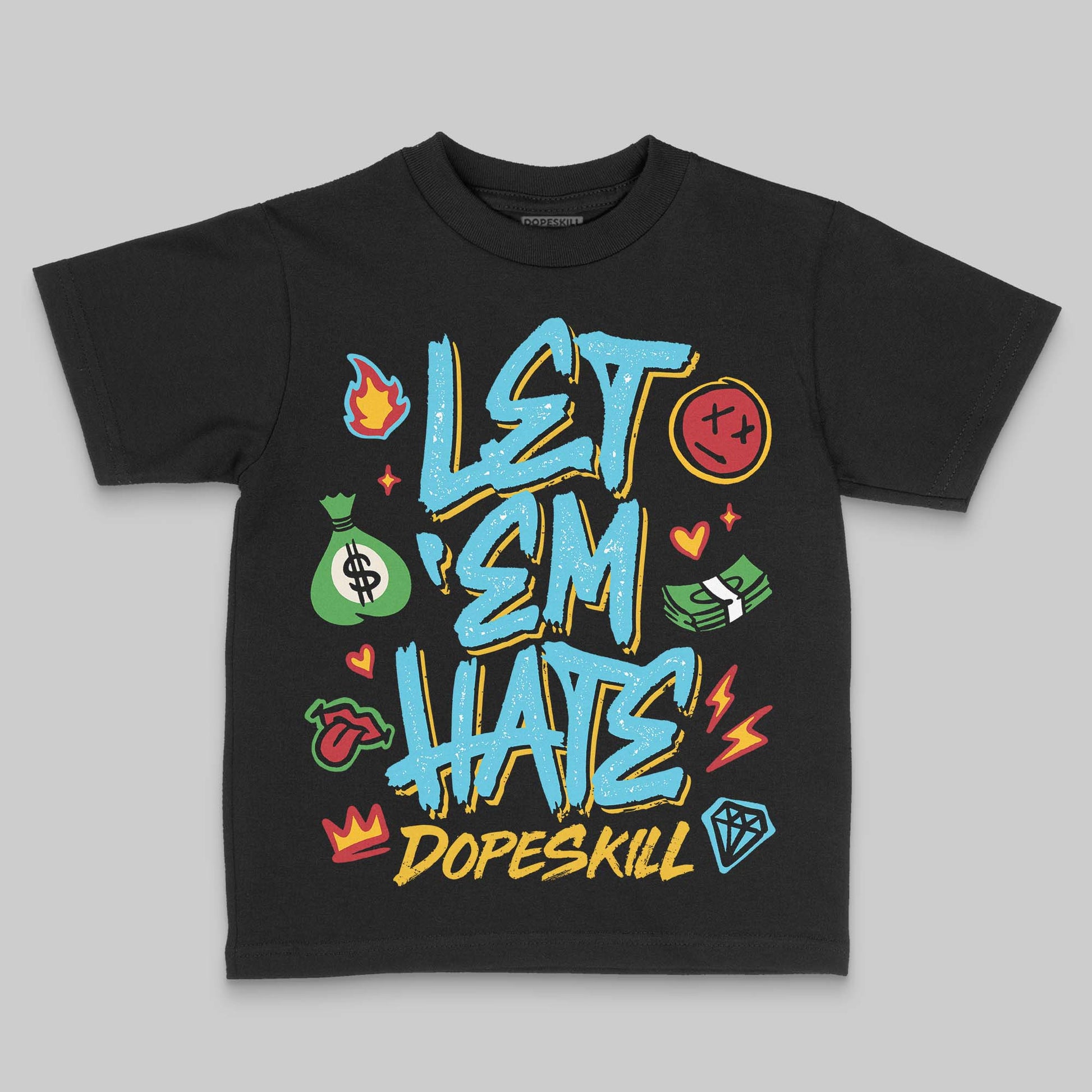 Jordan 11 Retro Gamma Blue (2025) DopeSkill Toddler Kids T-shirt Let 'em Hate Graphic Streetwear - black
