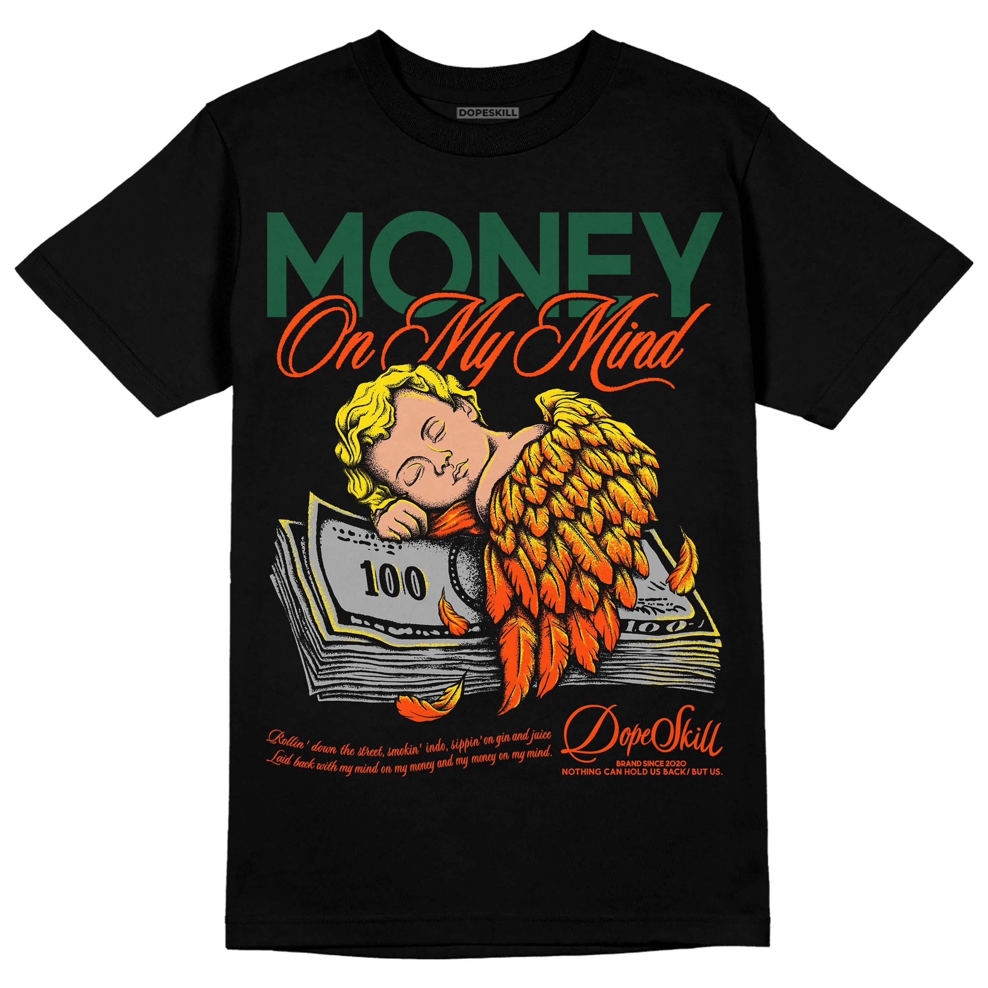 Dunk Low Team Dark Green Orange DopeSkill T-Shirt MOMM Graphic Streetwear - Black