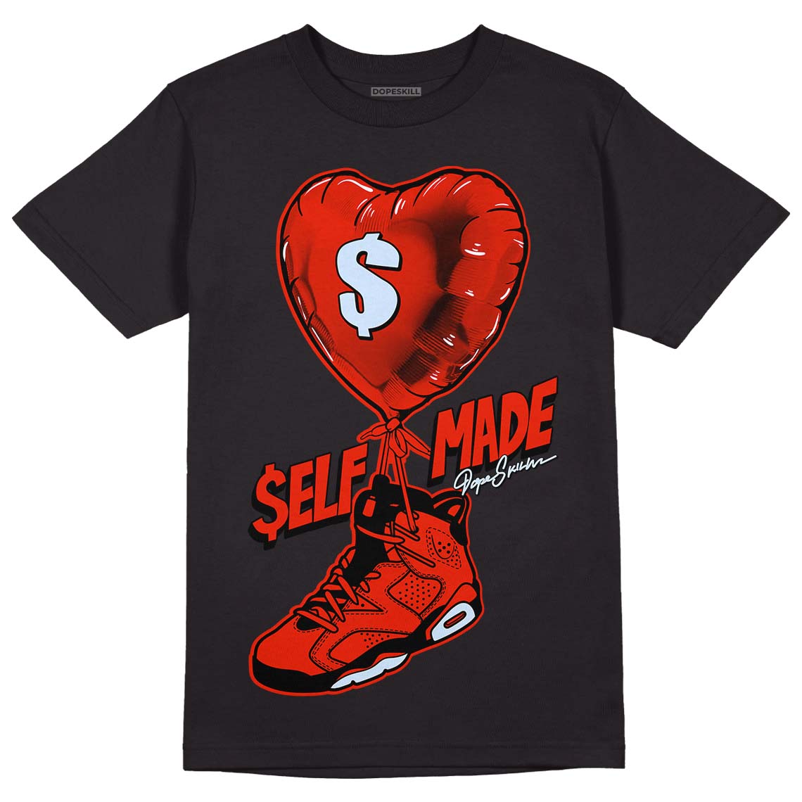 Jordan 6 Retro Toro Bravo DopeSkill T-shirt Self Made Graphic Streetwear - Black